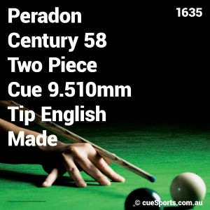Peradon Century 58 Two Piece Cue 9.510mm Tip English Made