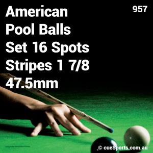 American Pool Balls Set 16 Spots Stripes 1 7 8 47.5mm
