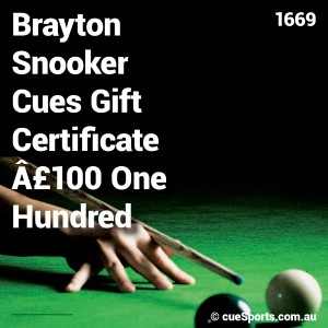 Brayton Snooker Cues Gift Certificate 100 One Hundred Pounds