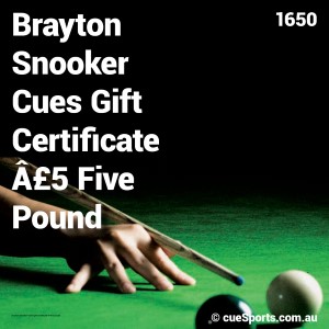 Brayton Snooker Cues Gift Certificate 5 Five Pound