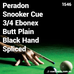 Peradon Snooker Cue 3 4 Ebonex Butt Plain Black Hand Spliced